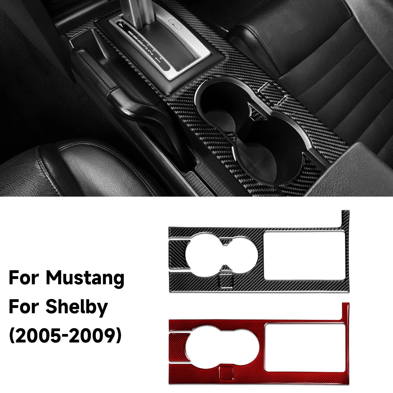 For Ford Mustang GT Shelby (2005-2009) Central Console Gear Panel Carbon Fiber Inner Sticker Car Coating Accessories