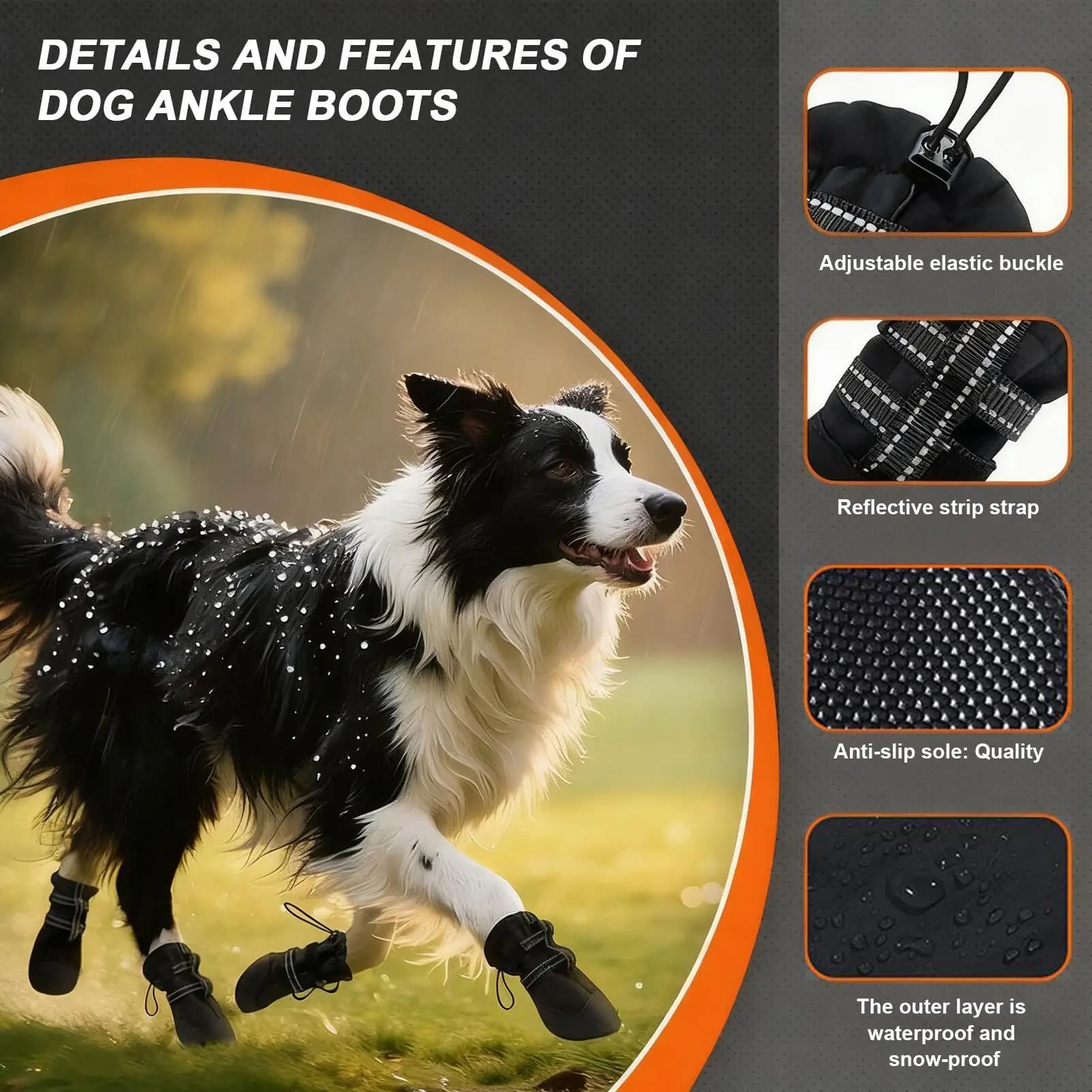 Dog Boots & Paw Protectors 4 Piece Waterproof Pet Supplies Lick-Proof Protection Non-slip Pet Shoe For Hiking Walking Outdoor