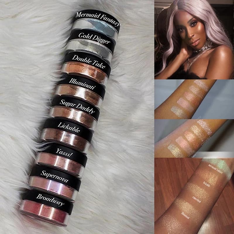 Diamante Glow Powder Glitter Cipria sciolta scintillante Trucco Evidenziatore in polvere Illuminati 20 colori Full Size 4.5 g per tutta la pelle