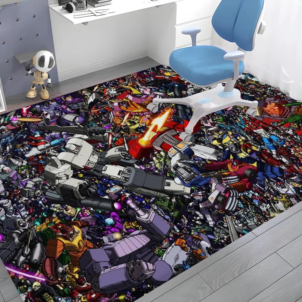 Cartoon T-Transformers Autobots tappetino da bagno antiscivolo assorbe l'acqua cuscino a striscia lunga tappetino di benvenuto zerbino di benvenuto
