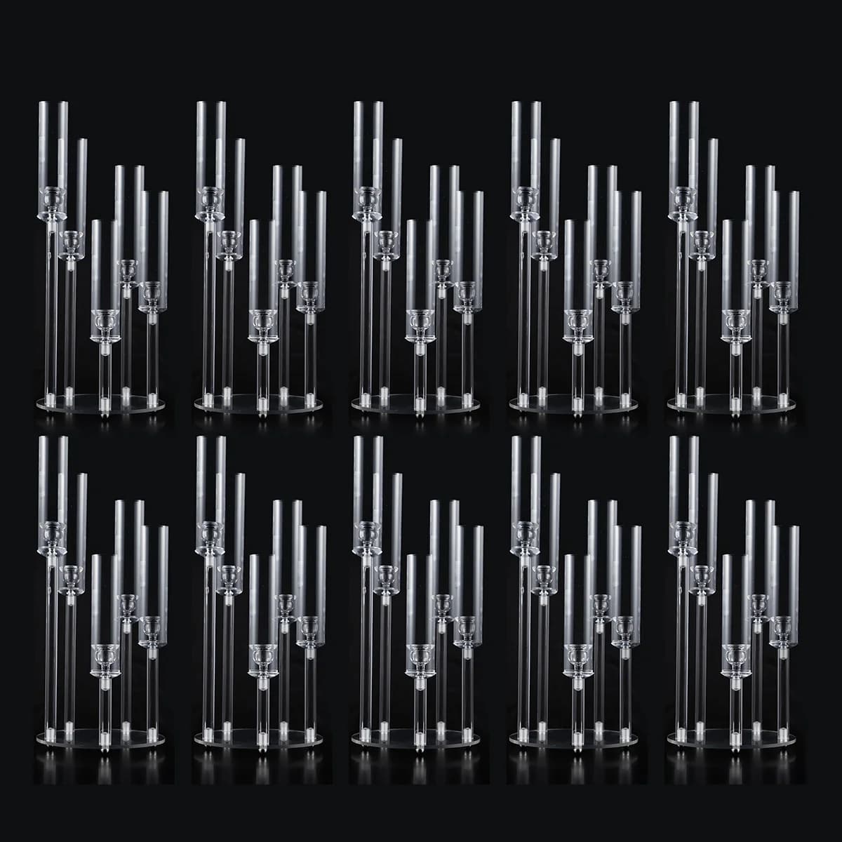 Clear Acrylic 5 Arm Candlestick Holders 10 Sets Removable Lampshade Design Wedding Party Table Decoration Centerpieces