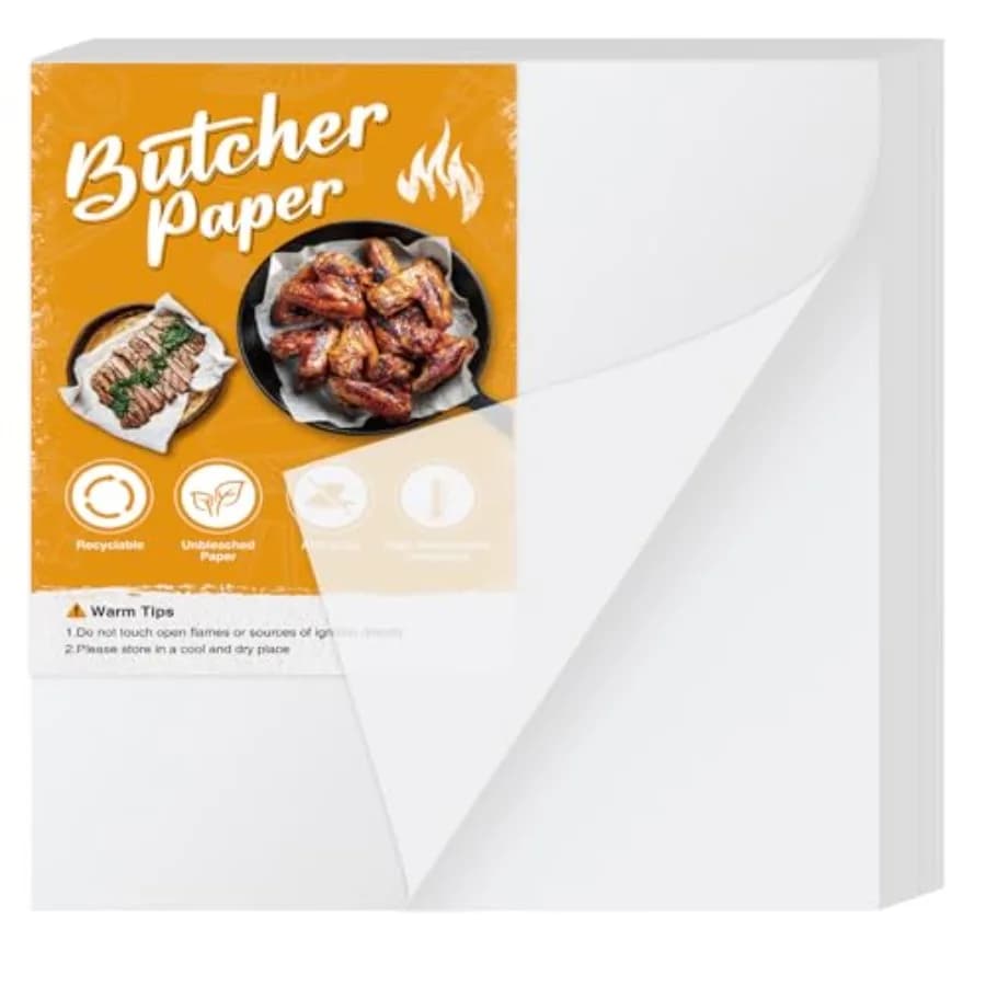 60Pcs White Butcher Paper Sheets No Wax Disposable Butcher Paper Precut Square Wrapping Paper for Smoking Meats, Sublimation He