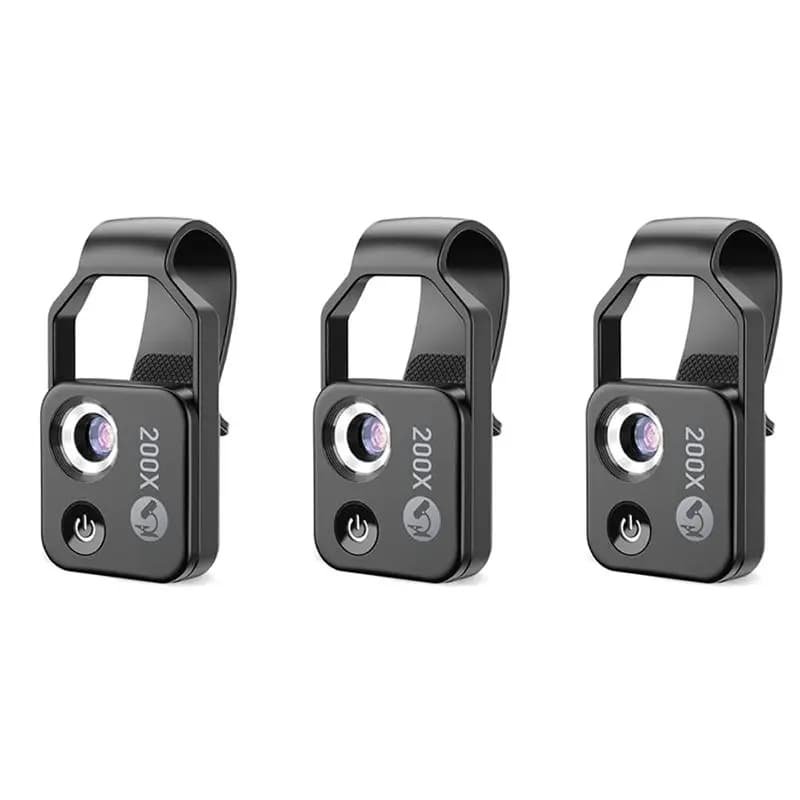 Accessorio Microscopio per Cellulare 3X 200X con Finestra di Visualizzazione, Microscopio Digitale Portatile Mini con Luce LED/Clip Universale