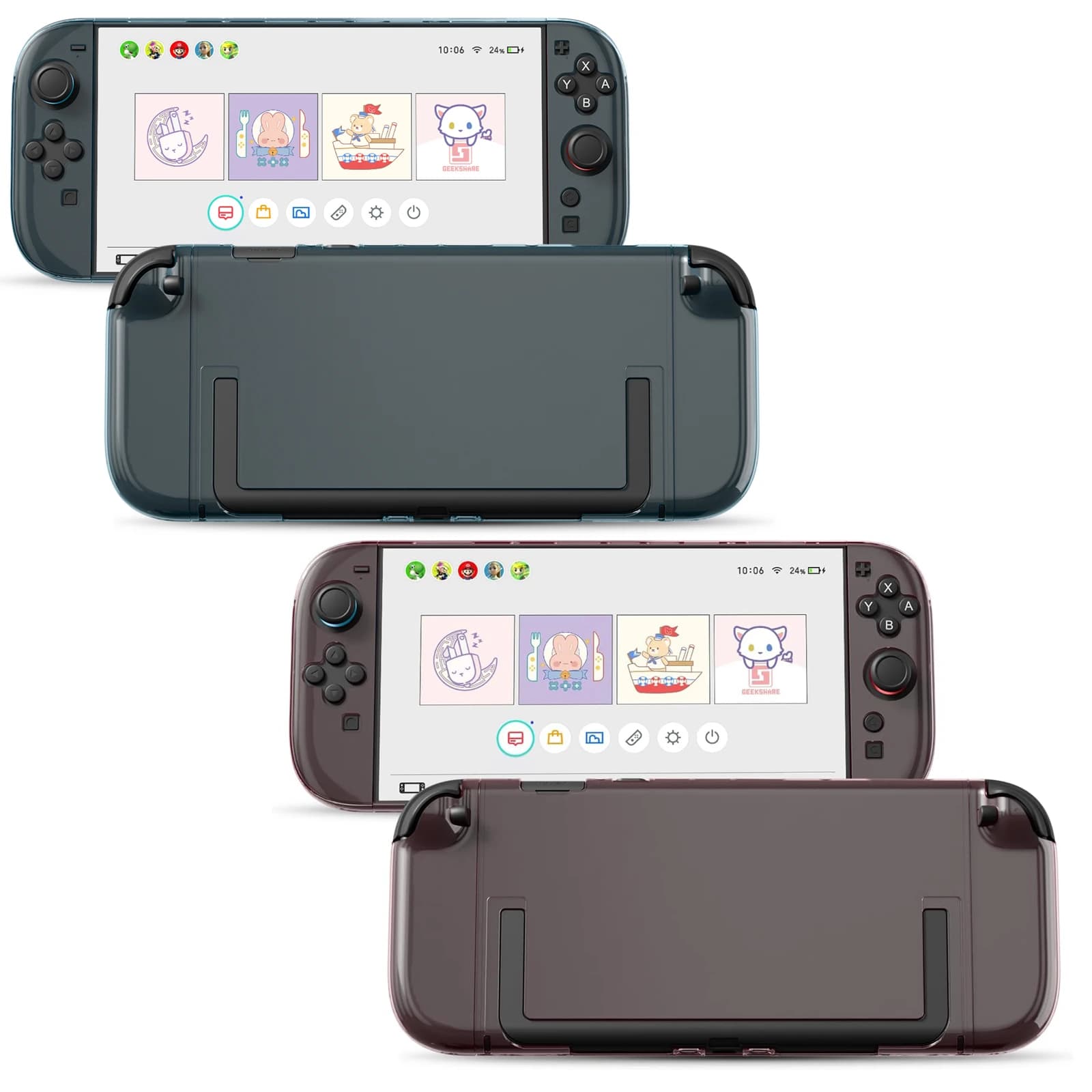 Custodia rigida GeekShare compatibile con Switch 2 (2025), copertura protettiva per Switch 2 con impugnatura JC staccabile, blu cristallo/rosa