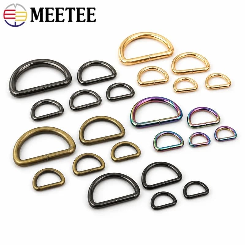 Meetee 10Pcs 13mm-50mm Metal D Ring Buckle Clasp for Webbing Belt Backpack Purse Shoes Garment Collar DIY Leather Sewing Craft