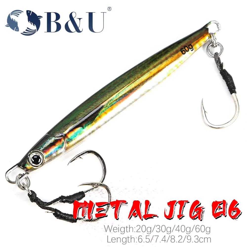 B & U Shore Casting Jigging stampa 3D Metal Cast Jig Spoon sonaglio UV Fish Sea Bass Saltwater Fishing Lure esca artificiale affrontare