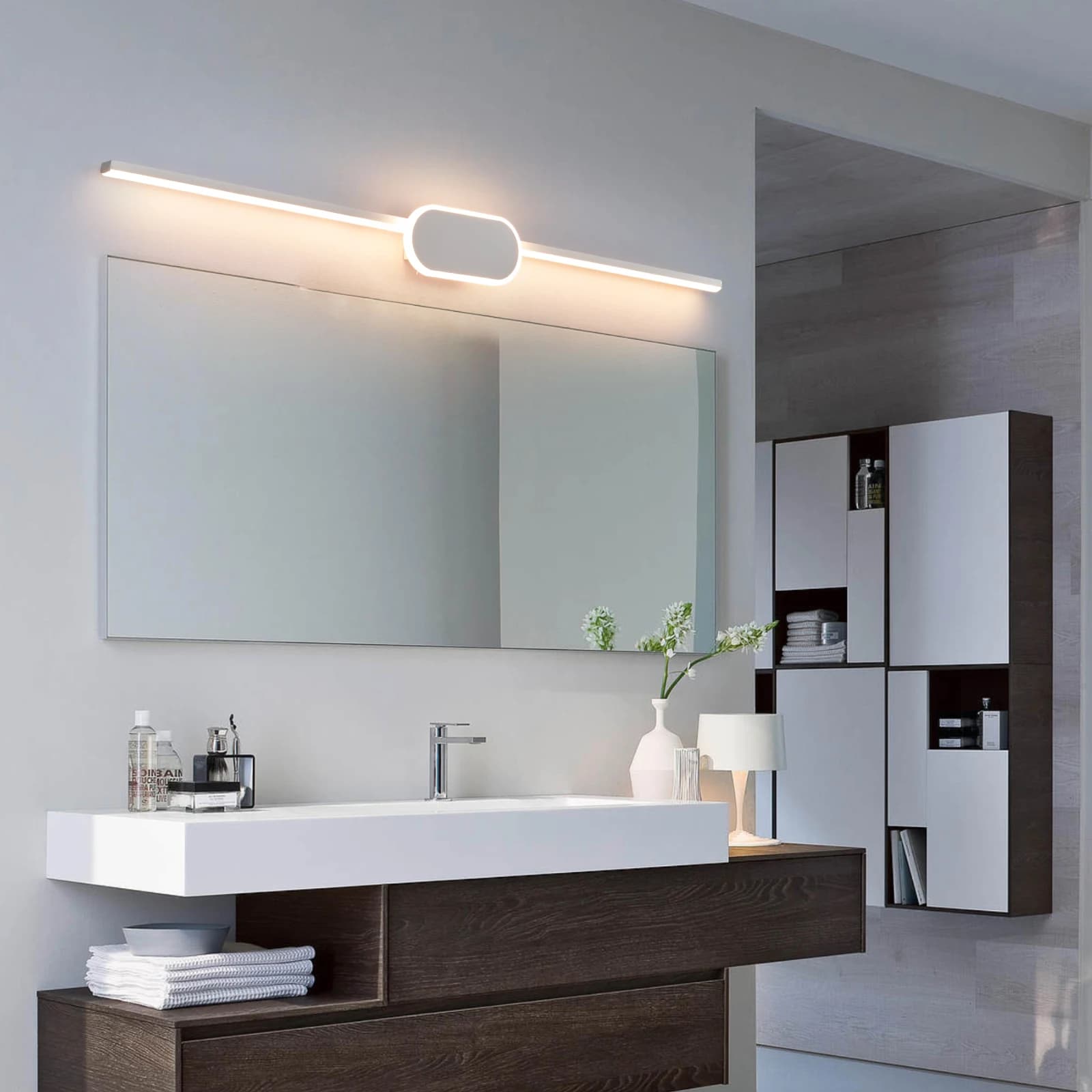 NEO Gleam lampada da parete moderna a Led 19W 23W 27W AC90-260V lampada da parete a parete lampada da bagno a specchio applique nero/bianco