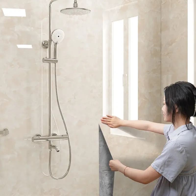 Marble Vinyl Wallpaper Self‑Adhesive Oil‑Proof Wall Sticker Roll for Kitchen Cabinet Counter Bathroom Tile Renovation Decoration
