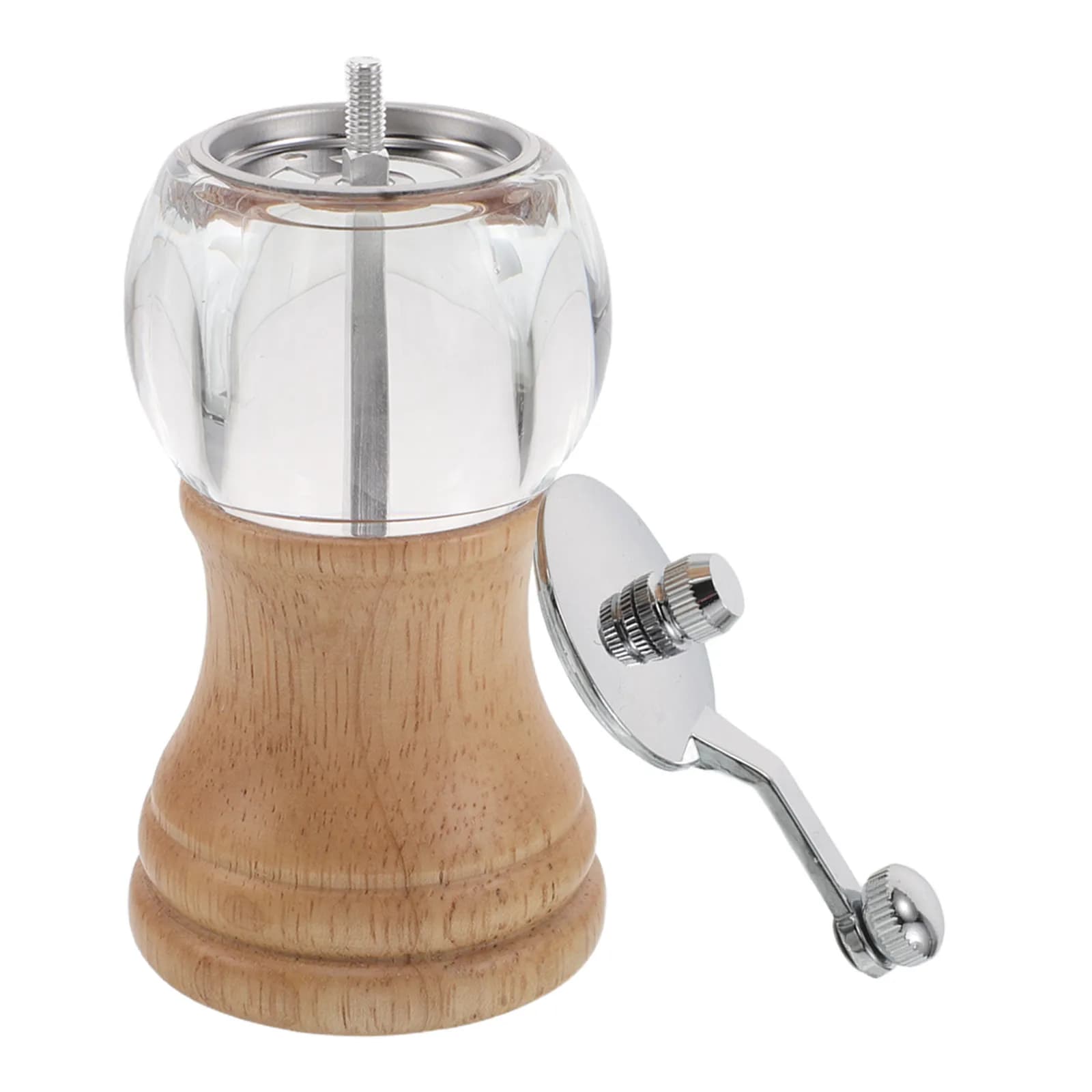 Macinino Manuale per Sale e Pepe in Legno e Acrilico con Manovella per Cucina e Barbecue, Set di Spezie Ricaricabile con Manico in Metallo