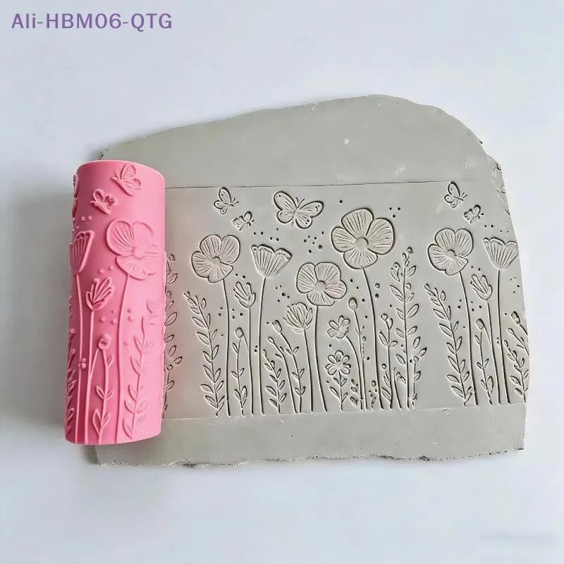[New] Floral Butterfly Texture Polymer Clay Roller Ceramic Seamless Escape Tool For DIY Creative Making Mold