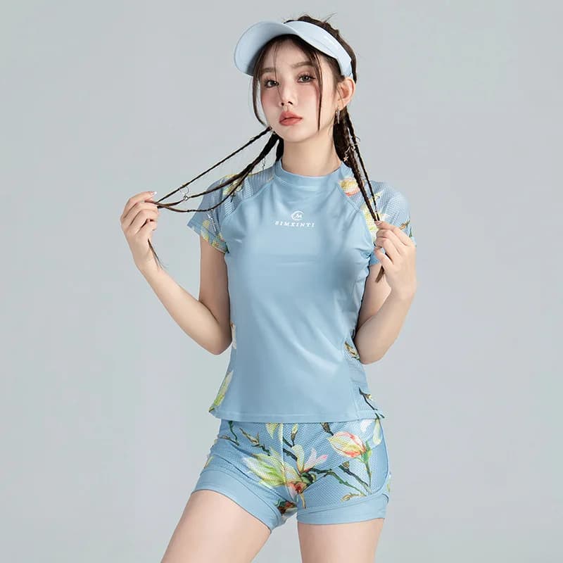 Costume da bagno a due pezzi da donna Set Tankini sportivo professionale in stile conservatore per studenti alla moda con pantaloncini costumi da bagno da spiaggia