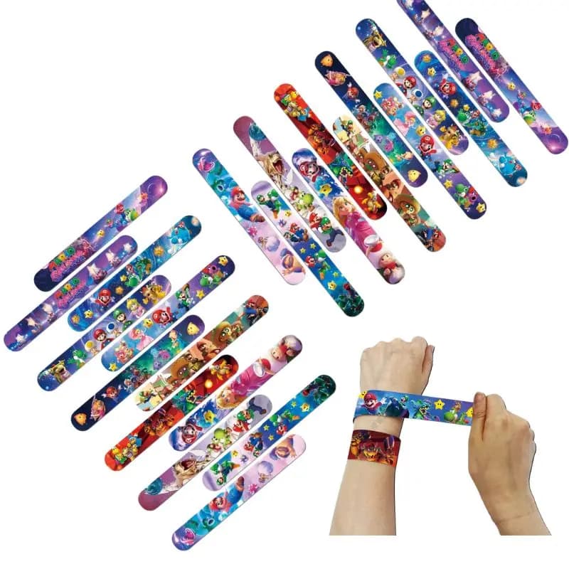 Braccialetti in PVC Super Mario, Gadget per Feste per Bambini, Premi Educativi, Cinturini Decorativi da Polso, Regali