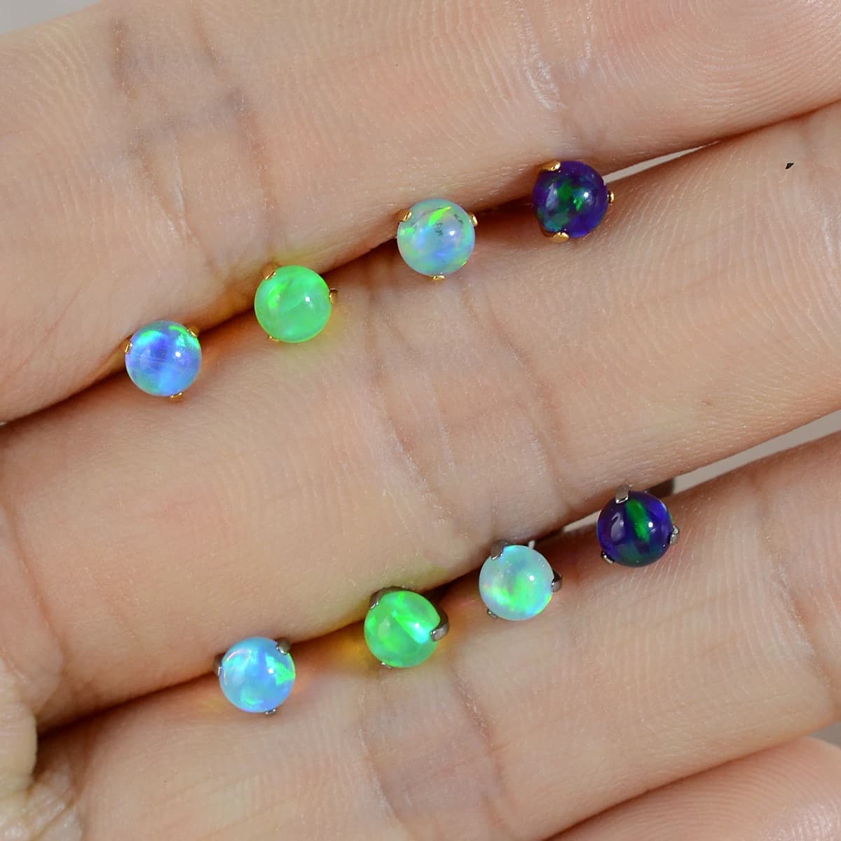 1PC Ttianium Acciaio Penetrante Labret Stud Opalite 16G Filettatura Esterna Orecchino Della Vite Prigioniera Dell'orecchio Trago Cartilagine Piatto Elica Daith Gioielli