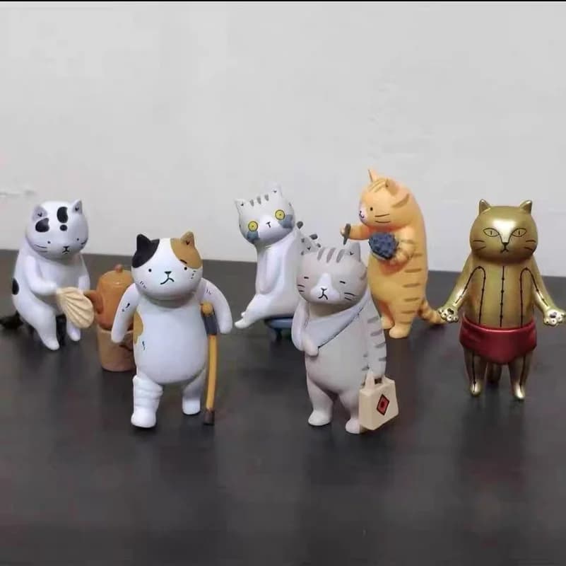 Cat Traditional Chinese Medicine Acupuncture Martial Arts Hall Blind Box Healing Emotional Mini Action Figure Surprise Gift