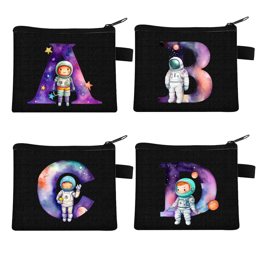Fashion Women Coin Purse Az Letter Zipper Small Square Bag Polyester Keychain Children's Money Bag Mini Bag Pochette Mini Pouch