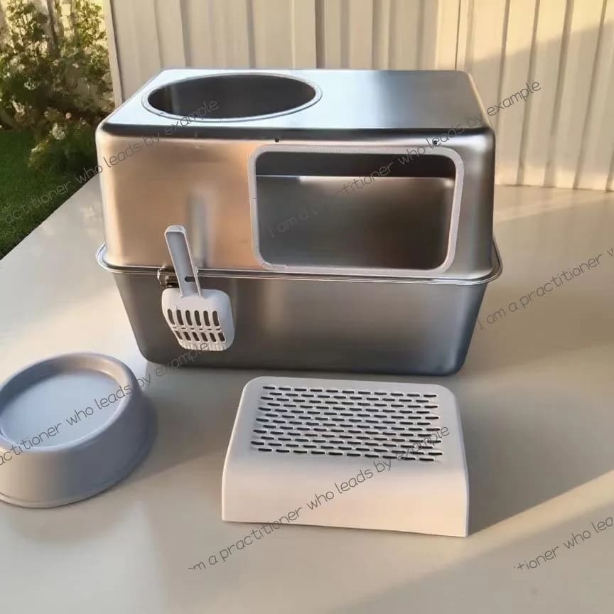Stainless steel cat litter box Extra large stainless steel cat litter box Fully enclosed stainless steel cat litter box