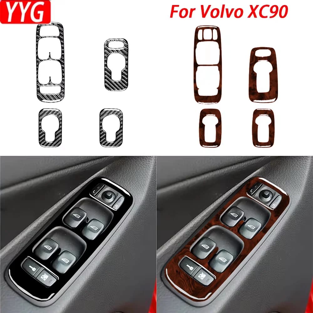 Per Volvo XC90 2003—2014 Accessori Auto Pannello di Controllo di Sollevamento Finestre In Fibra di Carbonio Copertura Interna Trim Adesivo Modifica