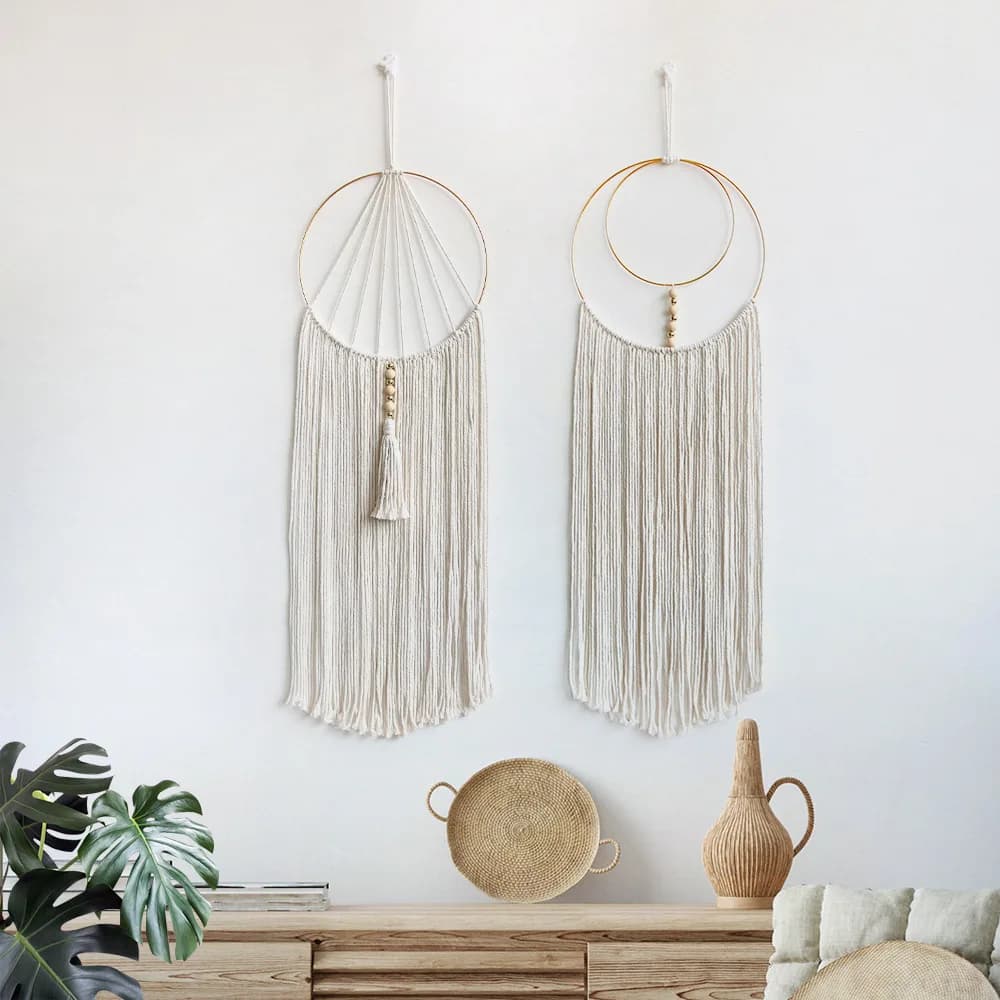 Bohemian Handwoven Cotton Rope Dream Catcher Tapestry Home Decor Nordic Style Creative Gift Hanging Decor