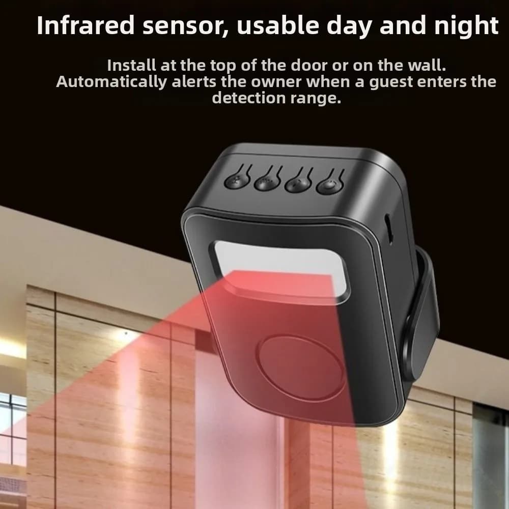 Infrared Sensor Intelligent Welcome Doorbell PIR Motion Detector Wireless Door Greeter Sensor Alarm Recording Function