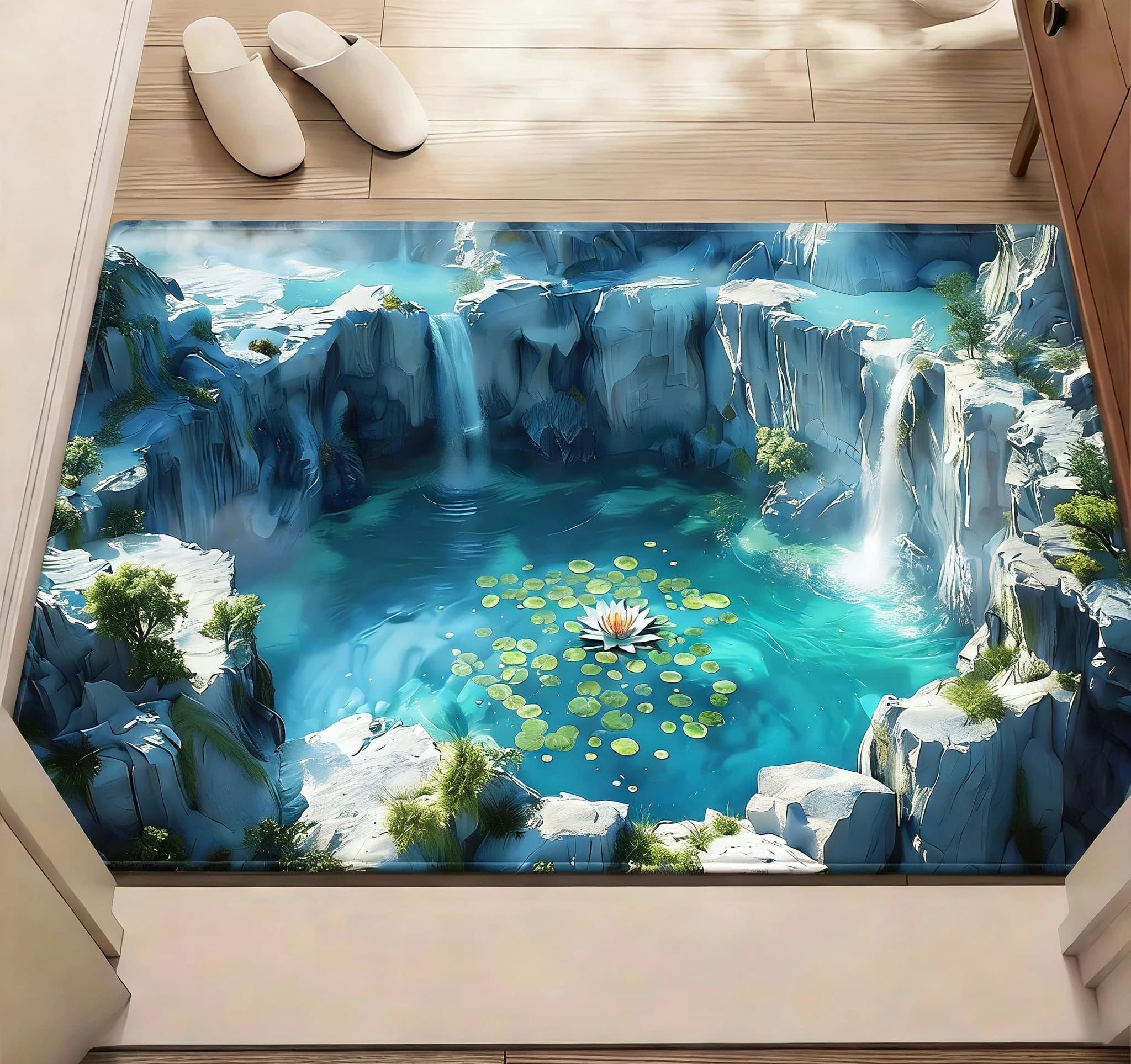3D Visual Effect Anti-Slip Batoom Entrance Door Mat Qui Dry Silicon Dendroid Material Home Use Floor Mat Cartoon Print