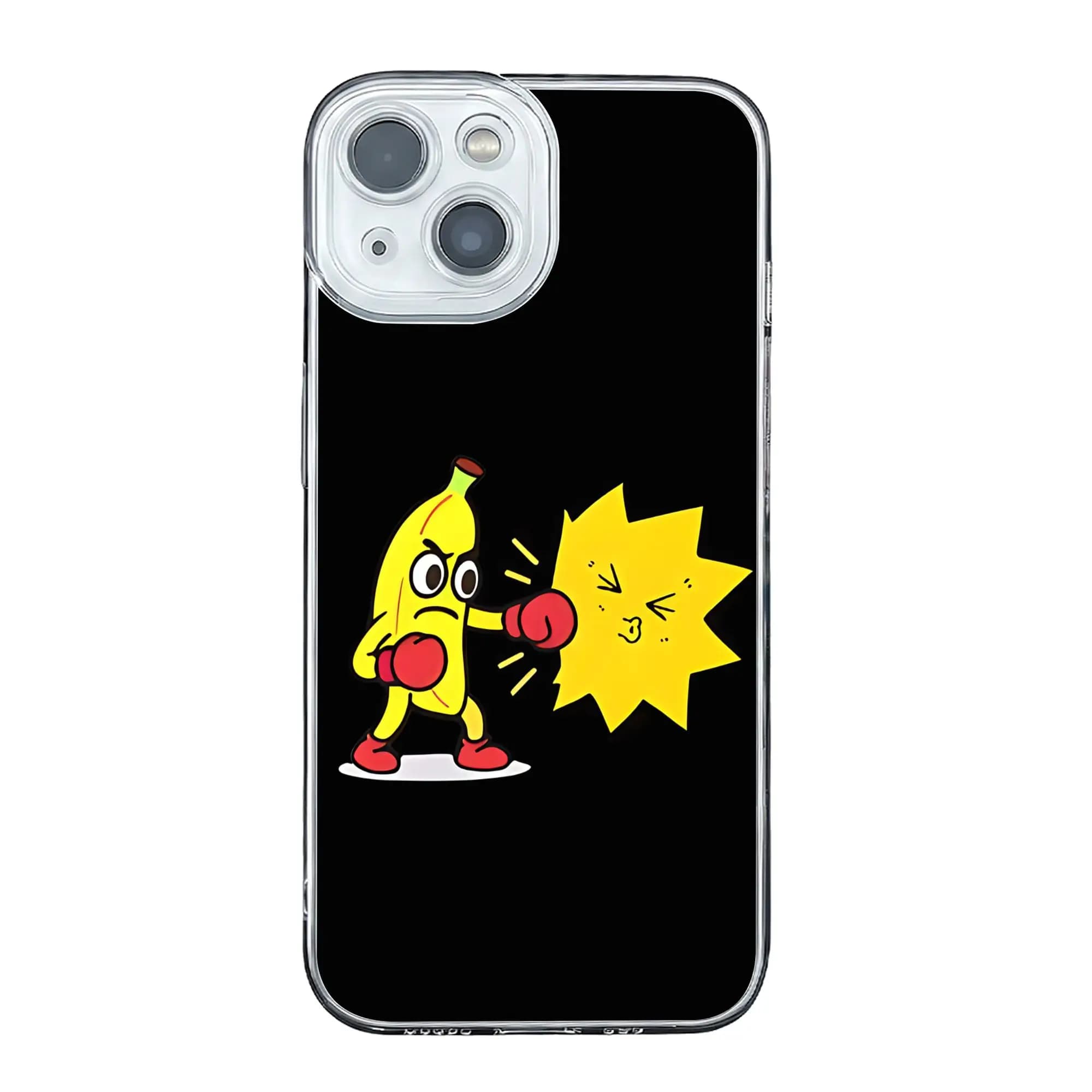 Cover Antiurto per iPhone 17 16 15 14 13 12 11 Pro Max con Design a Cartone Animato a Forma di Banana da Boxe