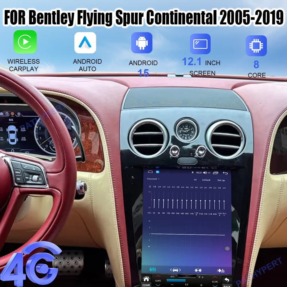 Autoradio Android 15 Per Bentley Flying Spur Continental 2005-2019 Lettore Multimediale Auto Bluetooth Stereo Carplay GPS 4G WIFI