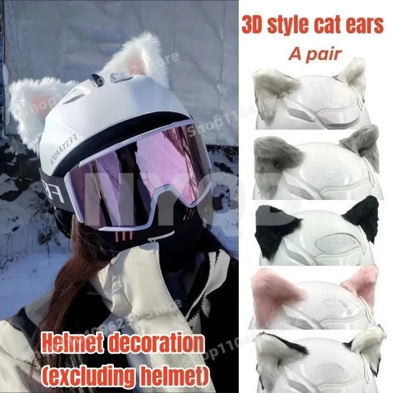 Casco moto orecchie di gatto decorazione simpatici accessori per casco in peluche applicabile a tutti i caschi Cosplay Styling con adesivi