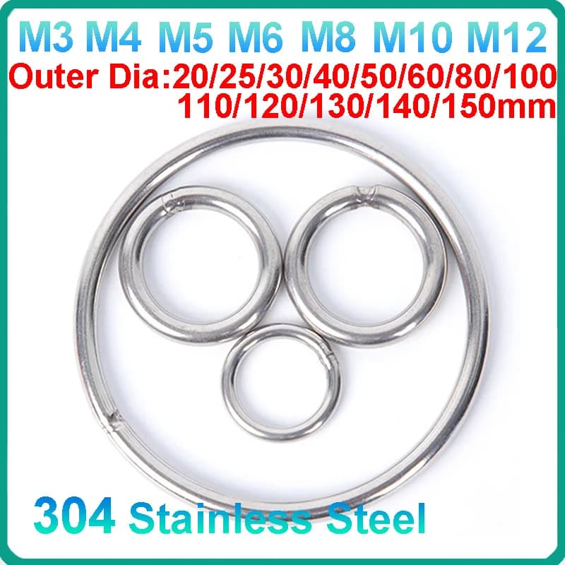 A2 70 304 O Ring in acciaio inossidabile Anello solido Cerchio saldato O-cerchio Pet Pull Ring Rete da pesca Pull Ring Amaca Yoga Hang Ring