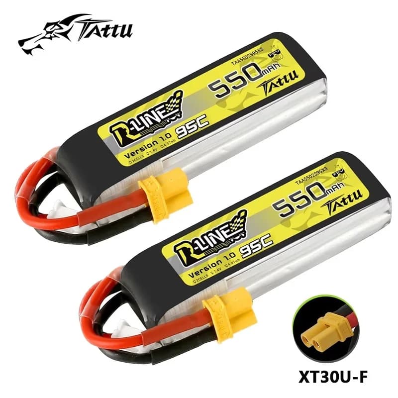 TATTU R-LINE 1.0 550mAh 95C 2S 7.4V Lipo Batteria Per RC Elicottero Quadcopter FPV Racing Drone Parti 7.4V Batteria Con Spina XT30