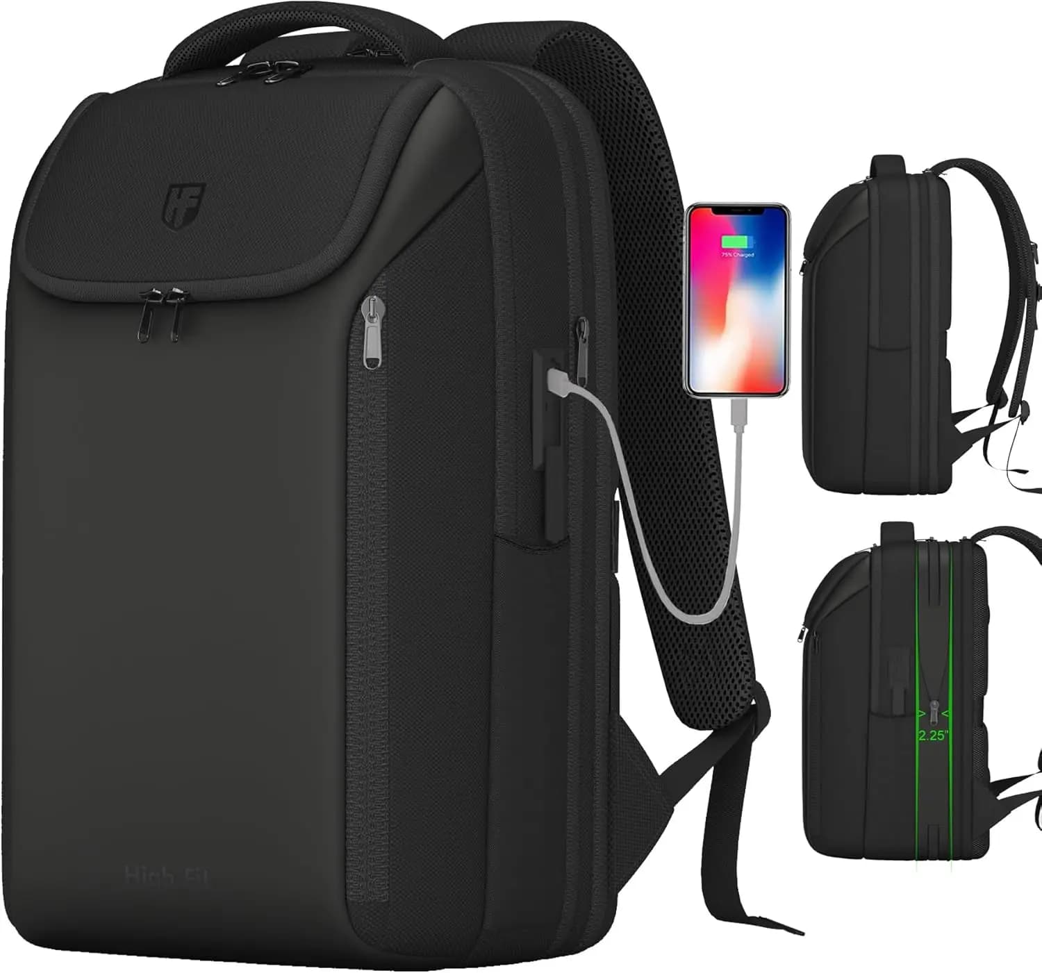 Zaino da viaggio espandibile, per laptop da 17,3 pollici, ricarica USB, compatibile con TSA