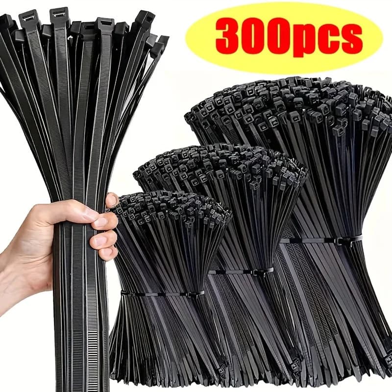 Cinghie di ancoraggio in nylon resistente da 300 pezzi | Impermeabile e antiscivolo: organizer per cavi da esterno, giardino e organizzazione domestica