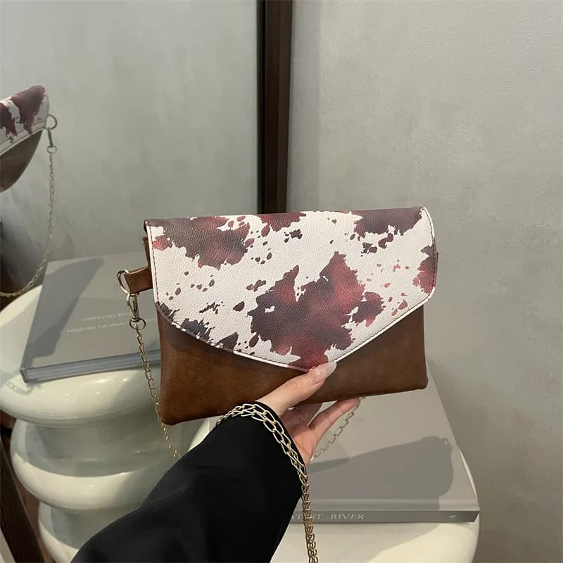 Trendy Shoulder Bags for Women Vintage Floral Chain Strap Crossbody Bags Small Square Purse Multi Functional Wallet Envelope Bag