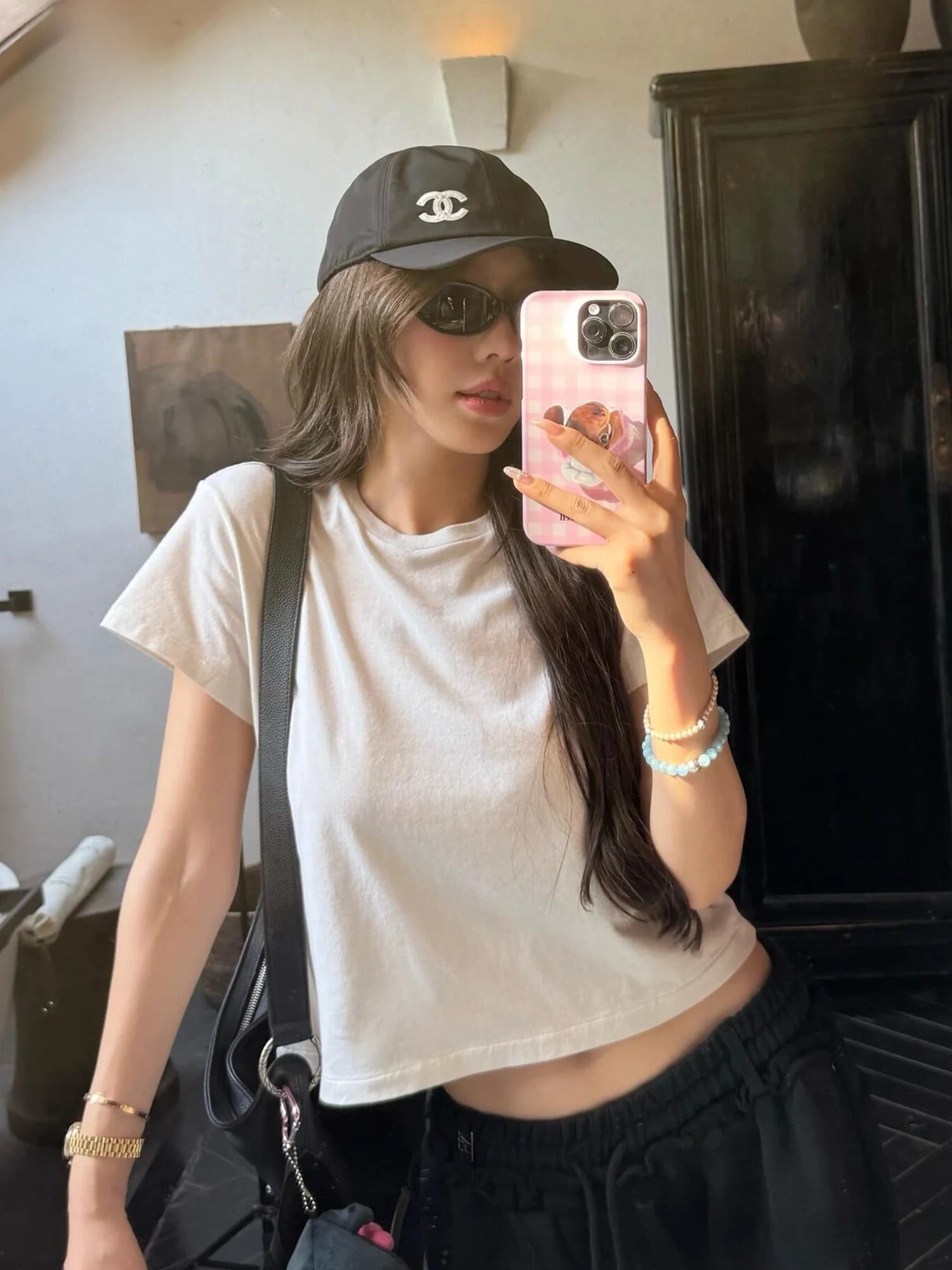 White Short Loose T-Shirt Women Summer Small Size round Neck Short Sleeve Belly Button Baring American Hot Girl Style Cotton Top