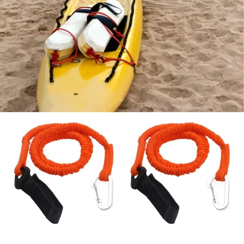 2 Pezzi Guinzagli per Pagaie da Kayak Estensibili, Guinzaglio di Sicurezza per Pagaie da Canoa, Accessori per Kayak con Fibbia e Gancio, Arancione