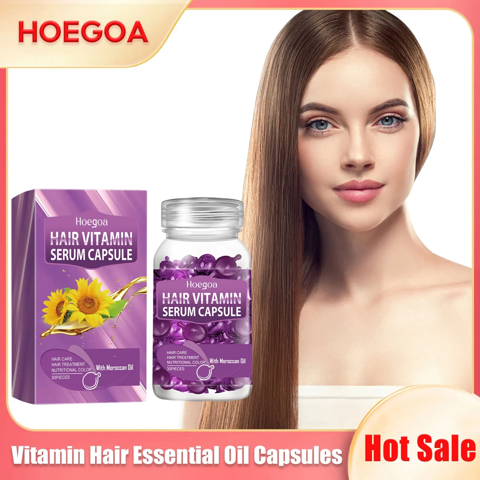 Essential oil capsules for hair to vitamin strengthen serum for care of damaged hair for care of damaged hair