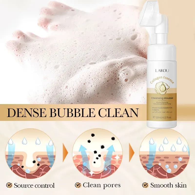 LAIKOU Mousse detergente al collagene Detergente viso Pori Rinfrescante Facile da pulire Delicato Non irritante