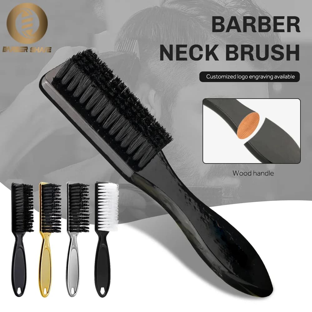 Spazzola professionale per la pulizia dei capelli morbida per parrucchiere in legno massello Spazzola per spolverino per collo da barbiere Rimuovi pettine Strumenti per lo styling dei capelli Pettini