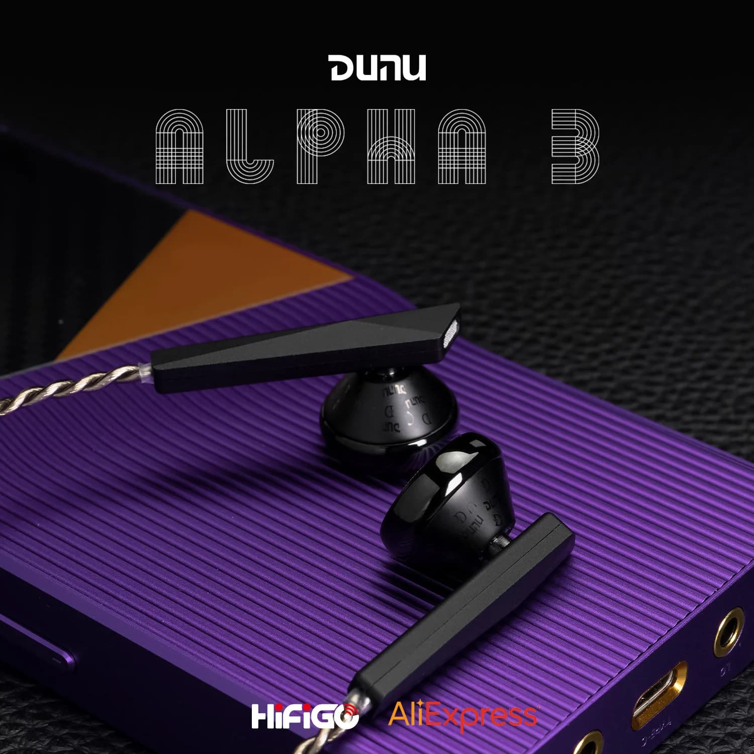 DUNU Alpha3 / Alpha 3 Flagship Auricolari a testa piatta Driver dinamico da 14,2 mm Auricolare in-ear Cuffie musicali HiFi a testa piatta HiFiGo