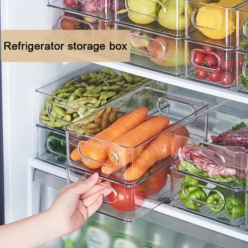 Set di 3 Contenitori Trasparenti per Frigorifero, Organizzatori Portatili per Uova, Frutta e Verdura, Contenitori per Alimenti e Bevande da Cucina