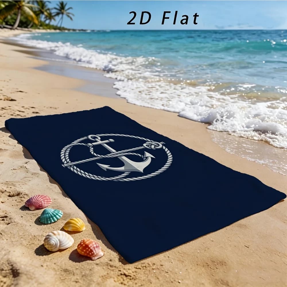 Premium Microfiber Beach Towel Minimalist Anchor Design Sand Free Absorbent Towel Portable Pool Towel For Outdoor Yoga Mat