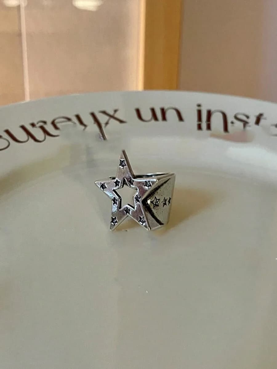 ROMWE Grunge Punk 3pcs Fashion Copper Star Decor Cuff Ring For Women For Daily Decoration