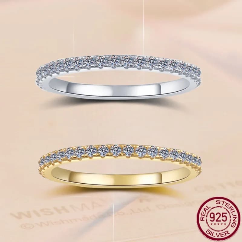Nuovo anello con una parola piena di diamanti impilati moda di lusso leggera S925 gioielli da sposa con diamanti Mossan placcati in argento puro 18 carati
