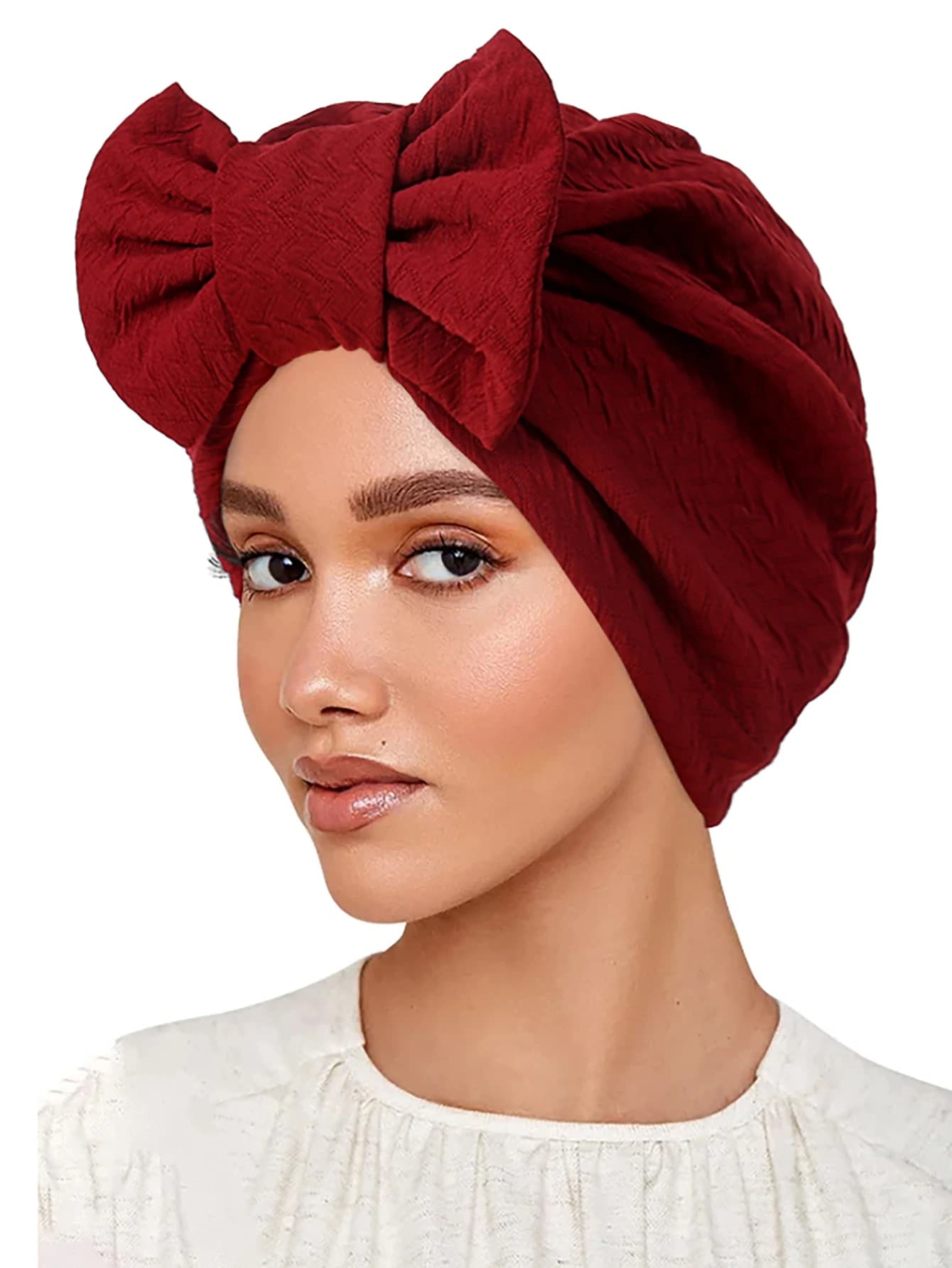 Trendy Bow Muslim Turban Cap Solid Color Women Hijabs Islamic Chemo Cap Head Scarf Ladies Head Wrap Cover Hijab Scarf