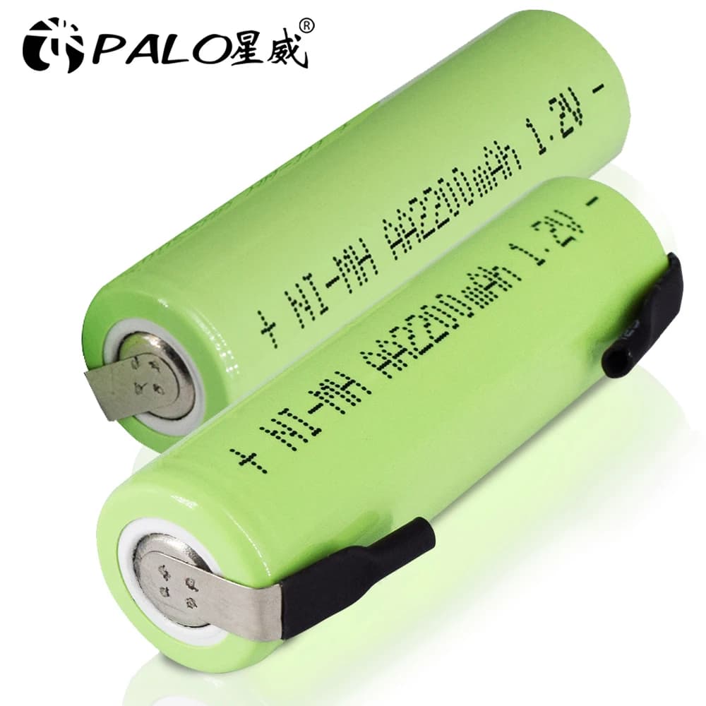 AA 1.2V 2200mAh NiMh Rechargeable Battery with Green Guscio and Terminals for Philips Electric Shavers and Braun Brushes
