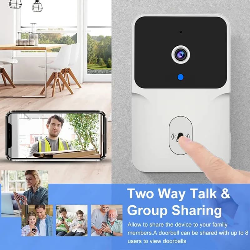 Videocitofono Wireless per Monitoraggio Domestico, Campanello Intelligente Tuya con Visione Notturna HD e Allarme Video