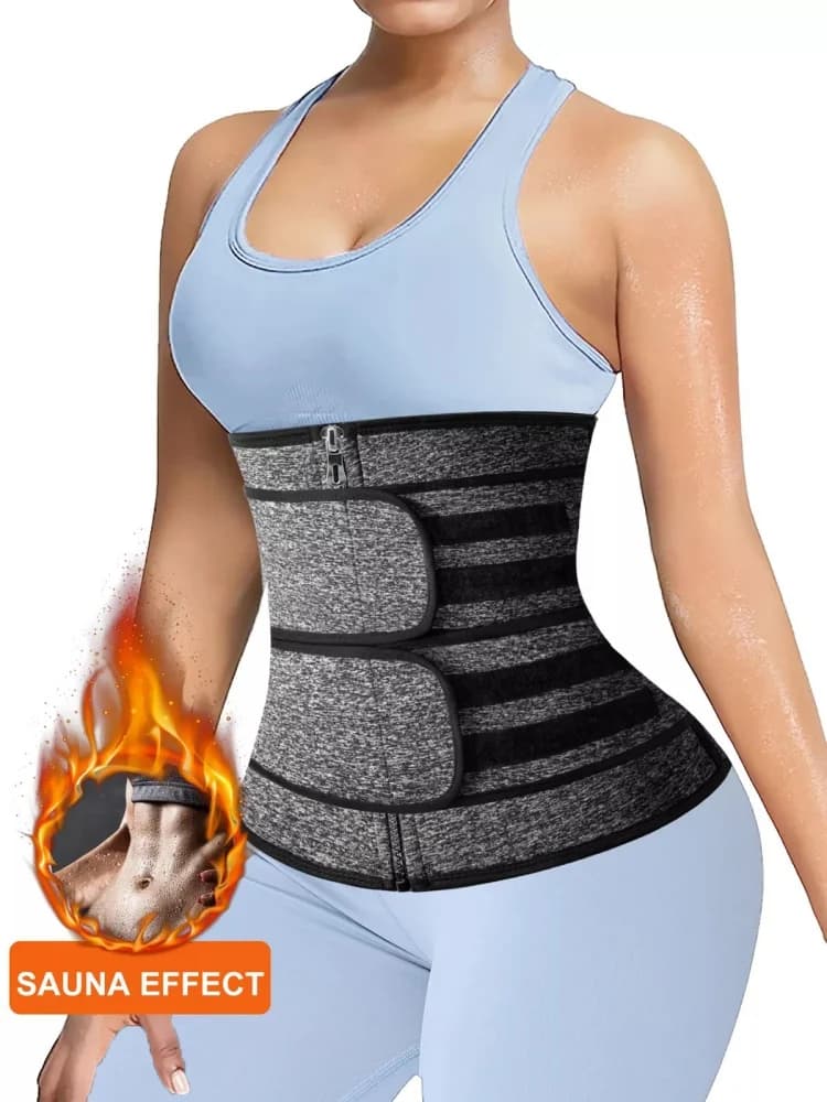 Gilet Sauna Donna in Neoprene Modellante Dimagrante con Doppia Cinghia e Cerniera, Corsetto Modellante a Torso Lungo con Stecche in Acciaio per Allenamento