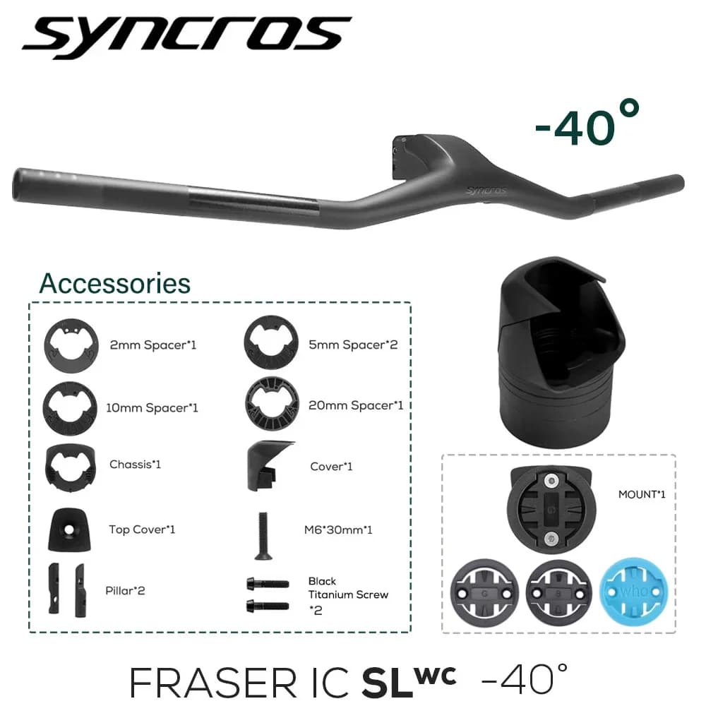 Syncros NUOVO manubrio FRASER IC SL WC T1000 completamente in fibra di carbonio -40 ° Manubrio MTB da cabina integrato con supporto per computer