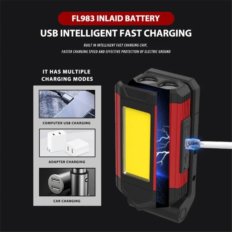 Nuova Lampada da Lavoro Magnetica COB 2026, Torcia LED Ricaricabile USB Type-C, Lanterna Portatile da Campeggio con Funzione Power Bank