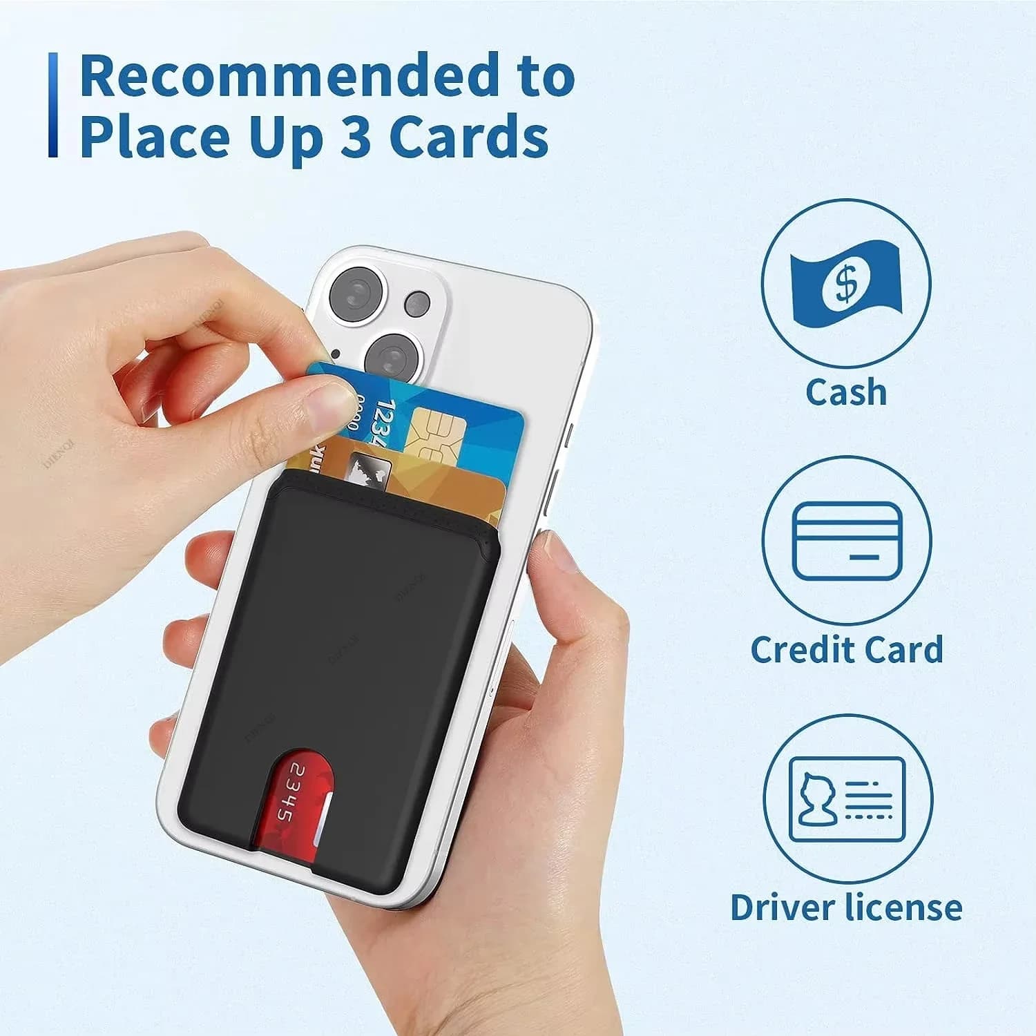 Credit Card Holder Banking Wall decal for phone Soft silicone slim Mini wallet Mobile phone card holder compatible for Iphone