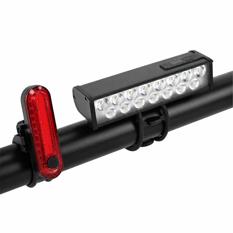 HOTB72A Bicycle Front Headlight+ Rear Tail Light Set, 2000 Lumen Rechargeable Bike Light For Mountain Road Night Cycling Safety